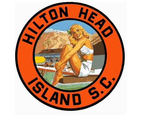 Hilton Head South Carolina Vintage Style Sticker Decal R8748