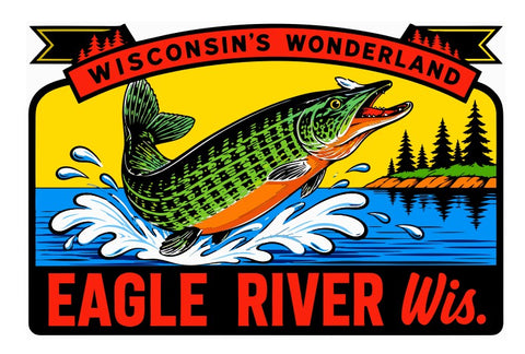Eagle River Wisconsin Vintage Style Sticker Decal R8501