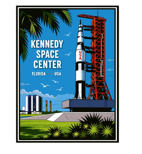 Kennedy Space Center Vintage Style Sticker Decal R8585