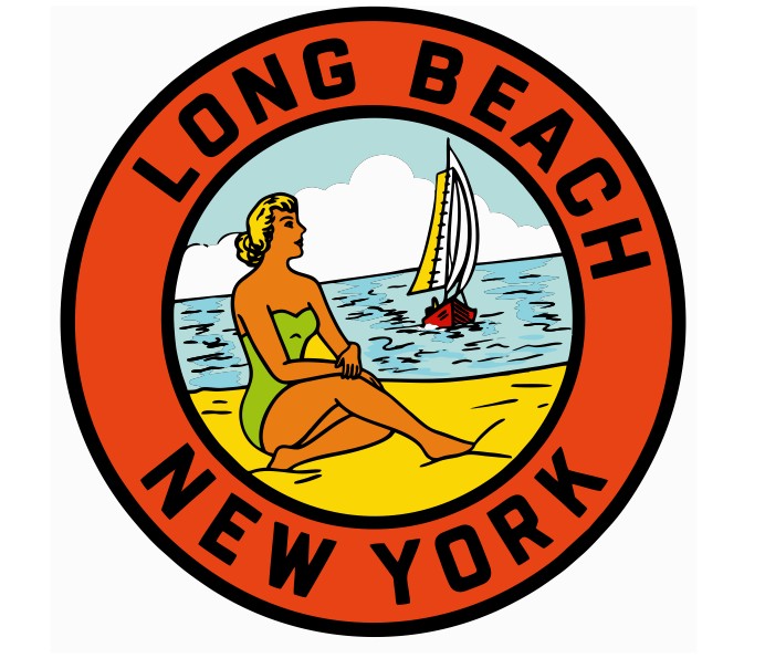 Long Beach New York Vintage Style Sticker Decal R8576