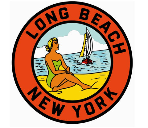 Long Beach New York Vintage Style Sticker Decal R8576