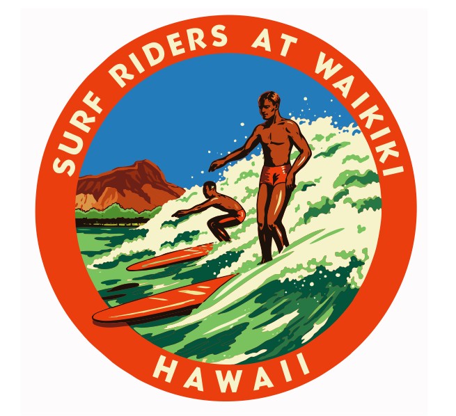 Waikiki Hawaii Vintage Style Sticker Decal R8575