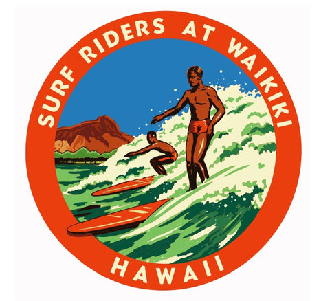 Waikiki Hawaii Vintage Style Sticker Decal R8575