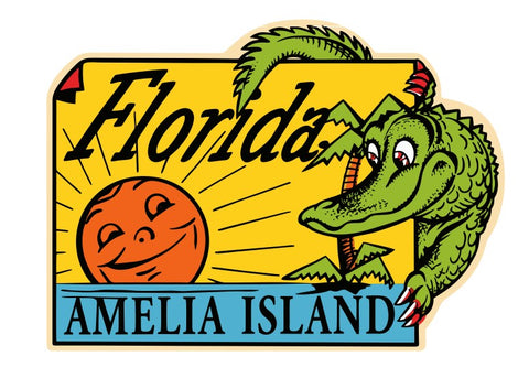 Amelia Island Vintage Style Sticker Decal R8541