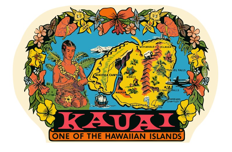 Kauai Vintage Style Sticker Decal R8598