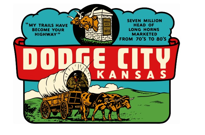 Dodge City Kansas Vintage Style Sticker Decal R8614