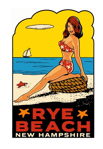 Rye Beach New Hampshire Vintage Style Sticker Decal R8567