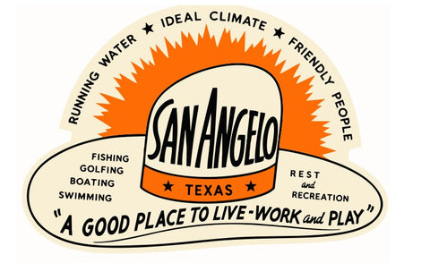 San Angelo Texas Vintage Style Sticker Decal R8539