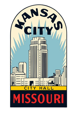 Kansas City Vintage Style Sticker Decal R8609