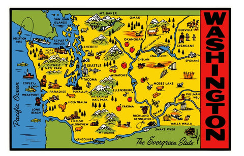 Washington State Vintage Style Sticker Decal R8546