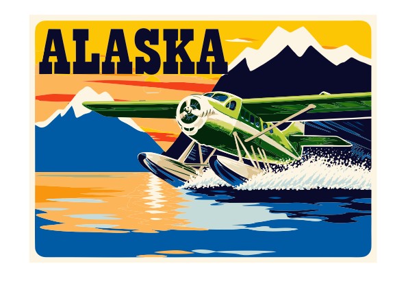 Alaska Vintage Style Sticker Decal R8570
