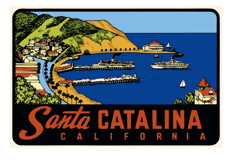 Santa Catalina CA Vintage Style Sticker Decal R8534