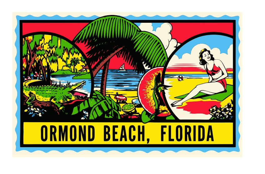 Ormand Beach Florida Vintage Style Sticker Decal R8626
