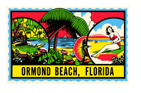 Ormand Beach Florida Vintage Style Sticker Decal R8626