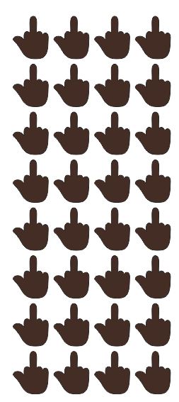 Brown Middle Finger Stickers 1" DC14-080