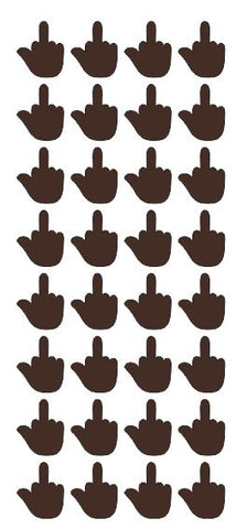 Brown Middle Finger Stickers 1" DC14-080