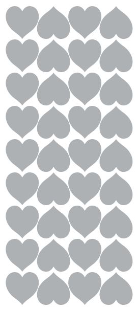 Metallic Silver Heart Stickers 1" DC20-090
