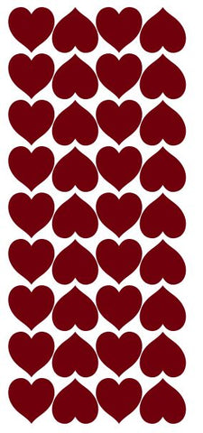 Burgundy Heart Stickers 1" DC20-312