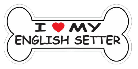 Love My English Setter Bumper Sticker or Helmet Sticker D7395 Dog Bone Pet Lover