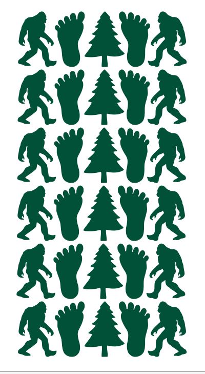 Forest Green Bigfoot Sasquatch 1-1/4" Stickers Envelope Seals Arts & Crafts DC01-613