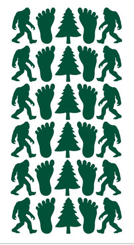 Forest Green Bigfoot Sasquatch 1-1/4" Stickers Envelope Seals Arts & Crafts DC01-613
