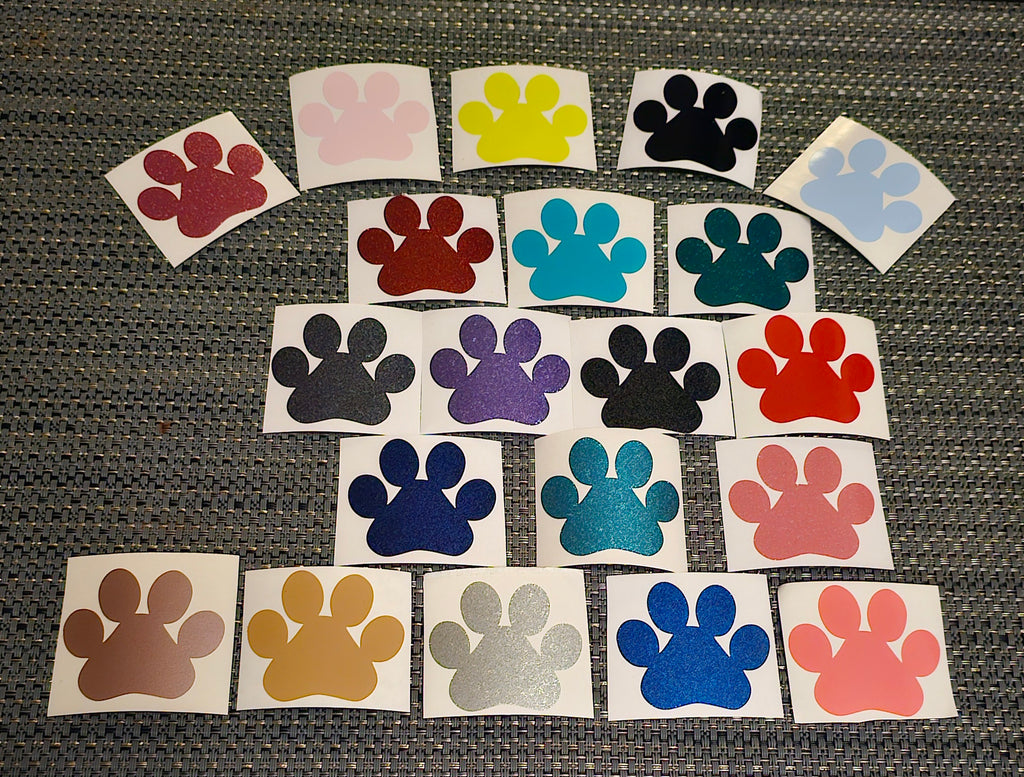 Assorted Paw Print Stickers 2" Big, Glossy & Glitter DC22