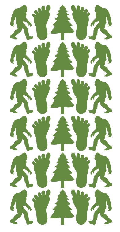 Moss Green Stickers Bigfoot Sasquatch Sticker 1-1/4" DC01