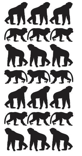 Monkey Stickers Sticker Vinyl 1-1/4" DC49-070 Black