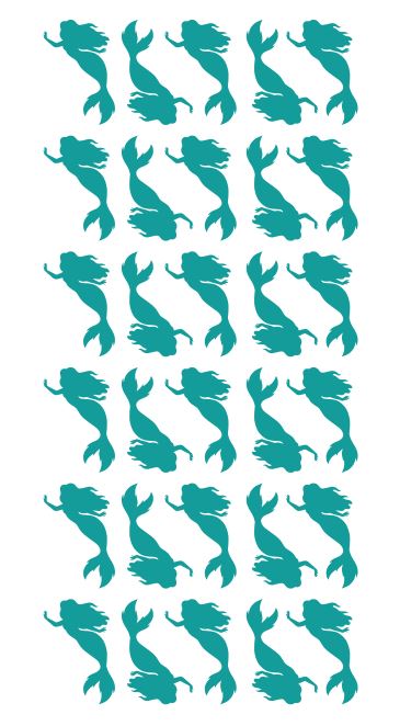 Mermaid Stickers Sticker Vinyl 1-1/4" DC38-054 Turquoise