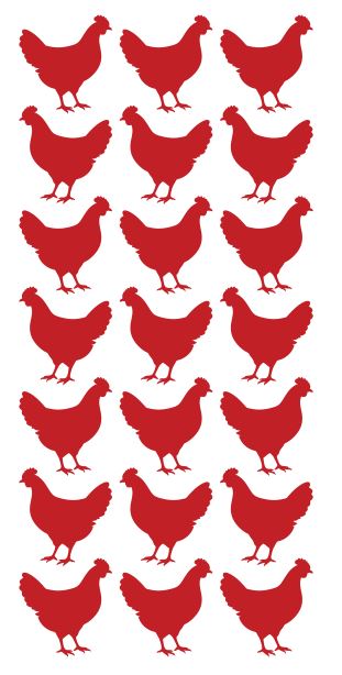 Chicken Stickers Sticker Vinyl 1-1/4" DC52-032 Red