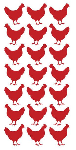 Chicken Stickers Sticker Vinyl 1-1/4" DC52-032 Red