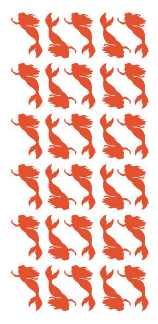 Mermaid Stickers Sticker Vinyl 1-1/4" DC38-035 Orange