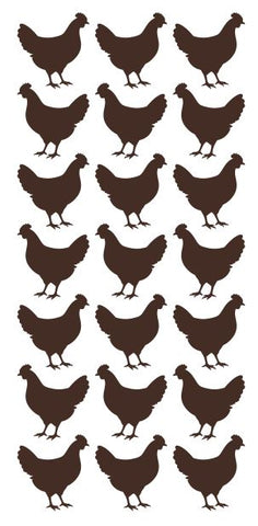 Chicken Stickers Sticker Vinyl 1-1/4" DC52-080 Brown