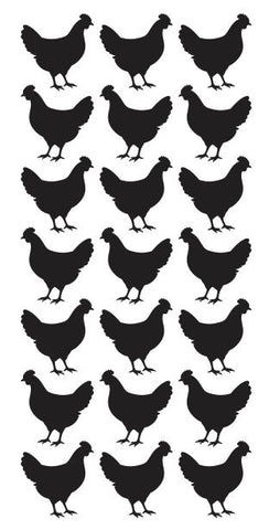 Chicken Stickers Sticker Vinyl 1-1/4" DC52-070 Black