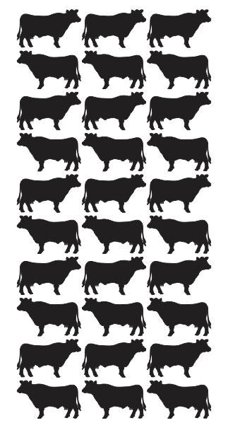 Cow Sticker Stickers Vinyl 1-1/4" DC47-070 Black