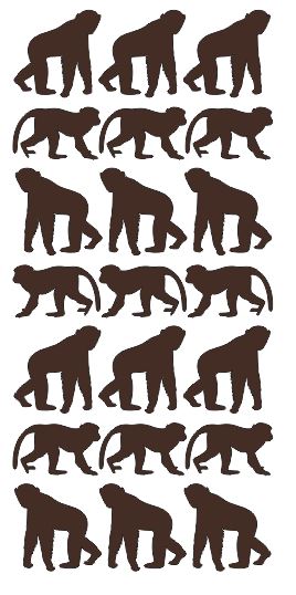 Monkey Stickers Sticker Vinyl 1-1/4" DC49-080 Brown