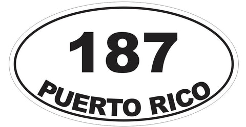 187 Puerto Rico Oval Bumper Sticker or Helmet Sticker D7283