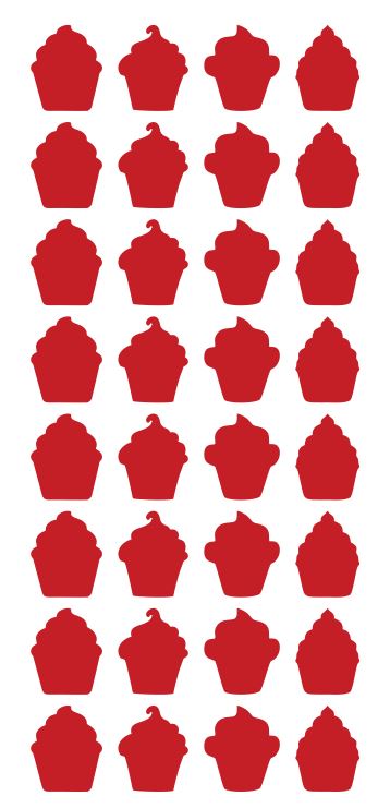 Red Cupcake Stickers 1" DC12-032