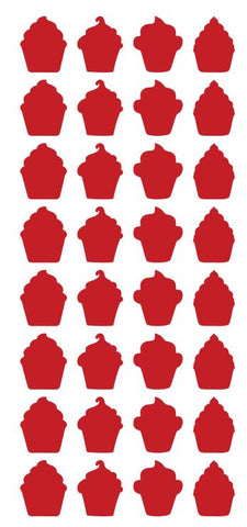 Red Cupcake Stickers 1" DC12-032