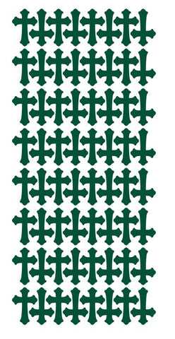 Dark Green Cross Stickers 1" DC24-613