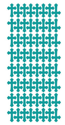 Turquoise Cross Stickers 1" DC24-054