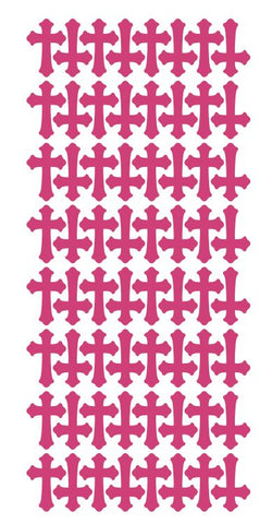 Hot Pink Cross Stickers 1" DC24-041