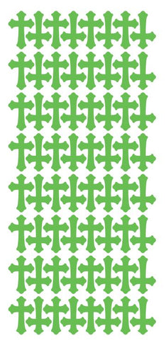 Lime Green Cross Stickers 1" DC24-063