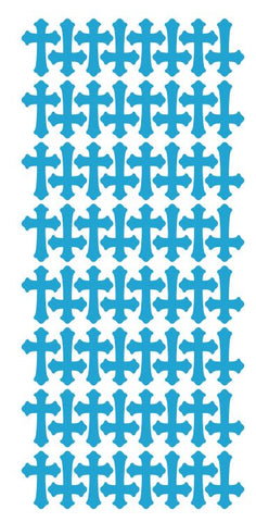 Light Blue Cross Stickers 1" DC24-056