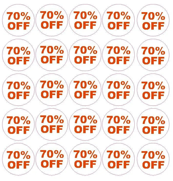 70% Percent Off Sale Sticker Retail Store FLEA MARKET Boutique #D59