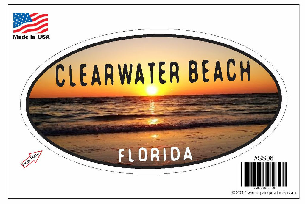 Clearwater Beach Florida Oval Bumper Sticker SS06 Wholesale