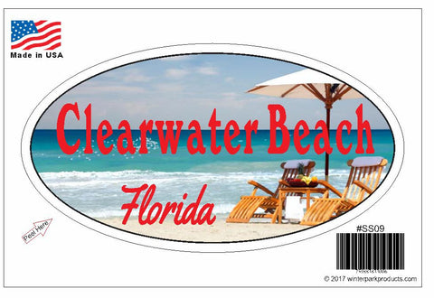 Clearwater Beach Florida Oval Bumper Sticker SS09 Wholesale