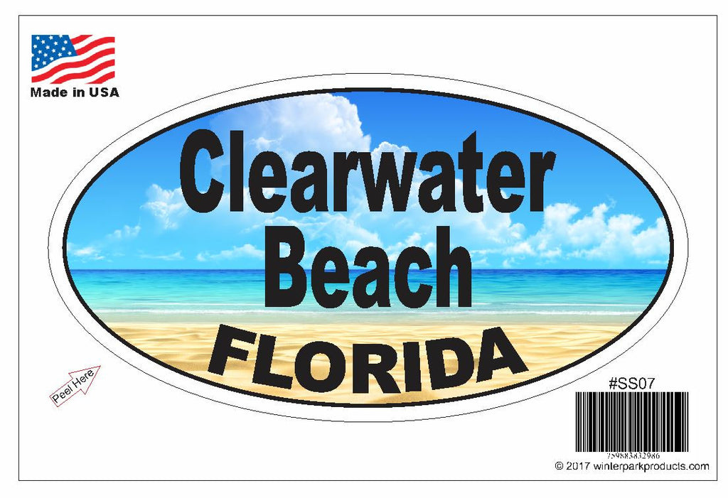 Clearwater Beach Florida Oval Bumper Sticker SS07 Wholesale