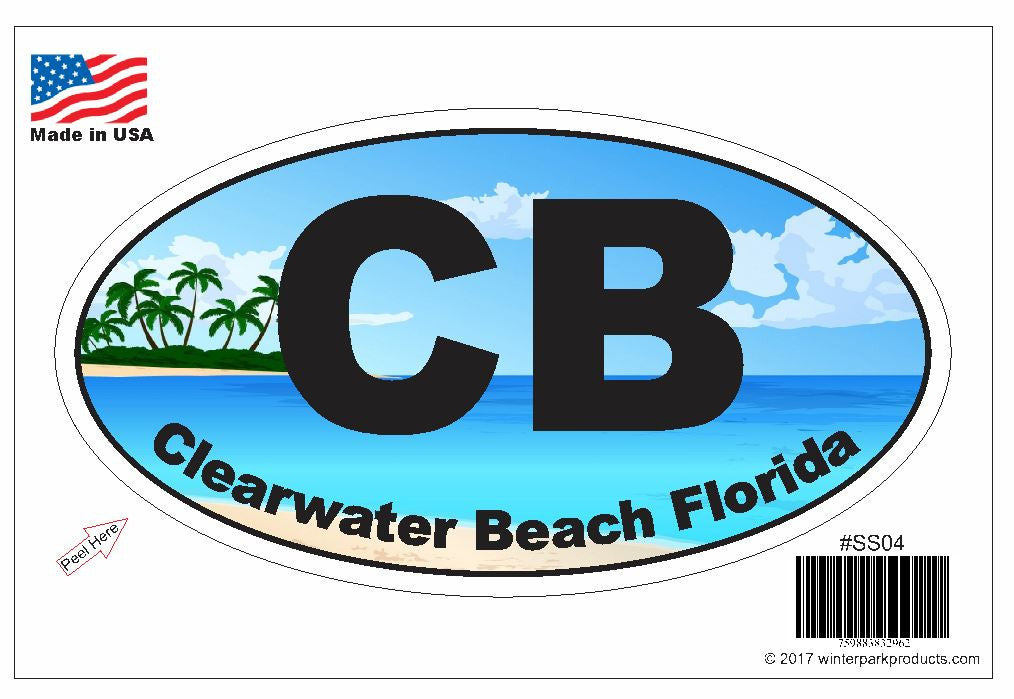 Clearwater Beach Florida Oval Bumper Sticker SS04 Wholesale