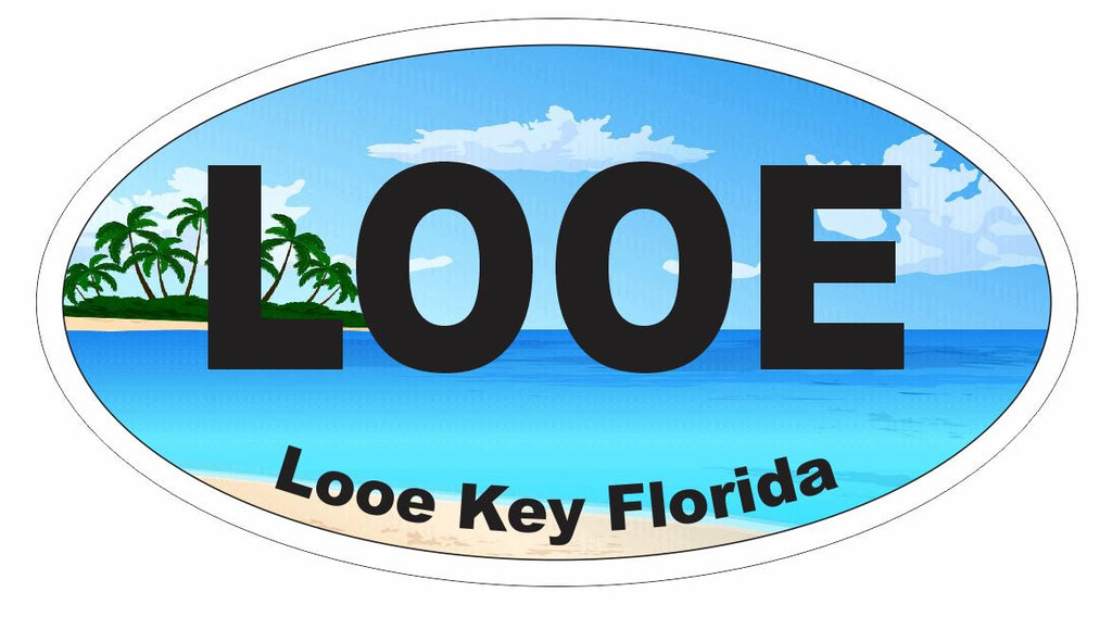 Looe Key Florida Oval Bumper Sticker or Helmet Sticker D3680 Euro Oval